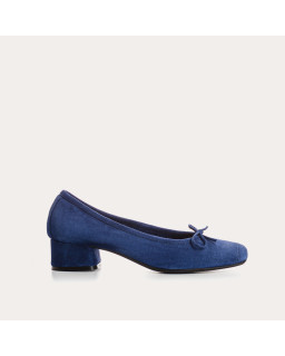 Velvet leather heeled ballerinas with knot