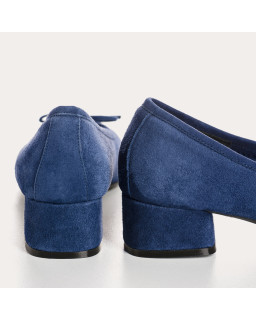 Velvet leather heeled ballerinas with knot