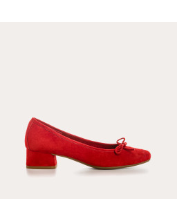 Velvet leather heeled ballerinas with knot