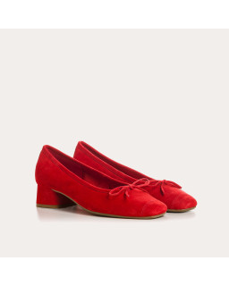Velvet leather heeled ballerinas with knot