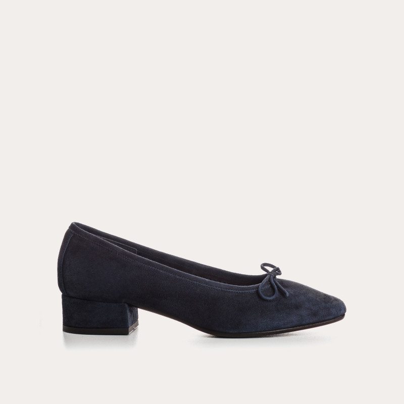 Suede heel ballerinas
