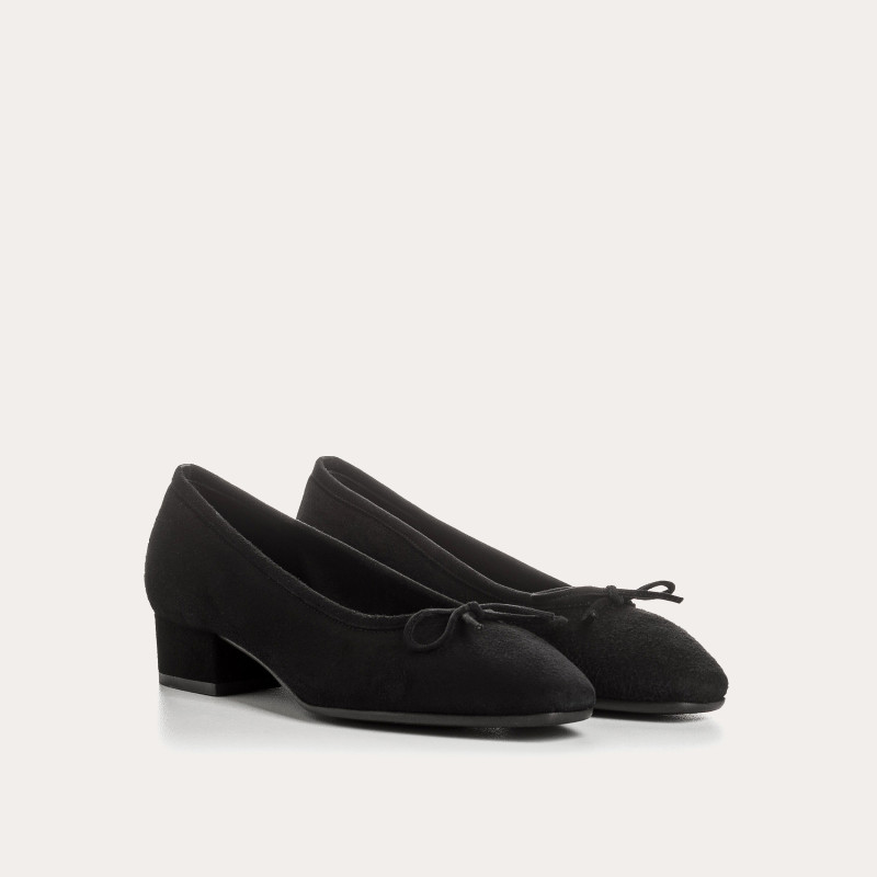 Suede heel ballerinas