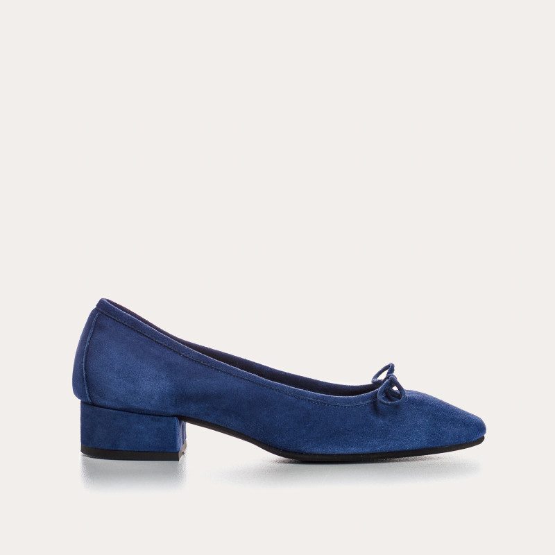 Suede heel ballerinas