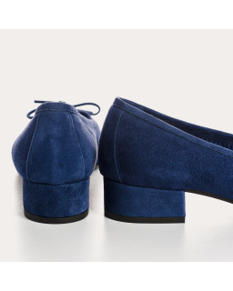 Ballerines à talons en cuir velours