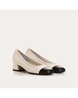 Ballerinas Two-Tail with Flesh / Black Leather Black