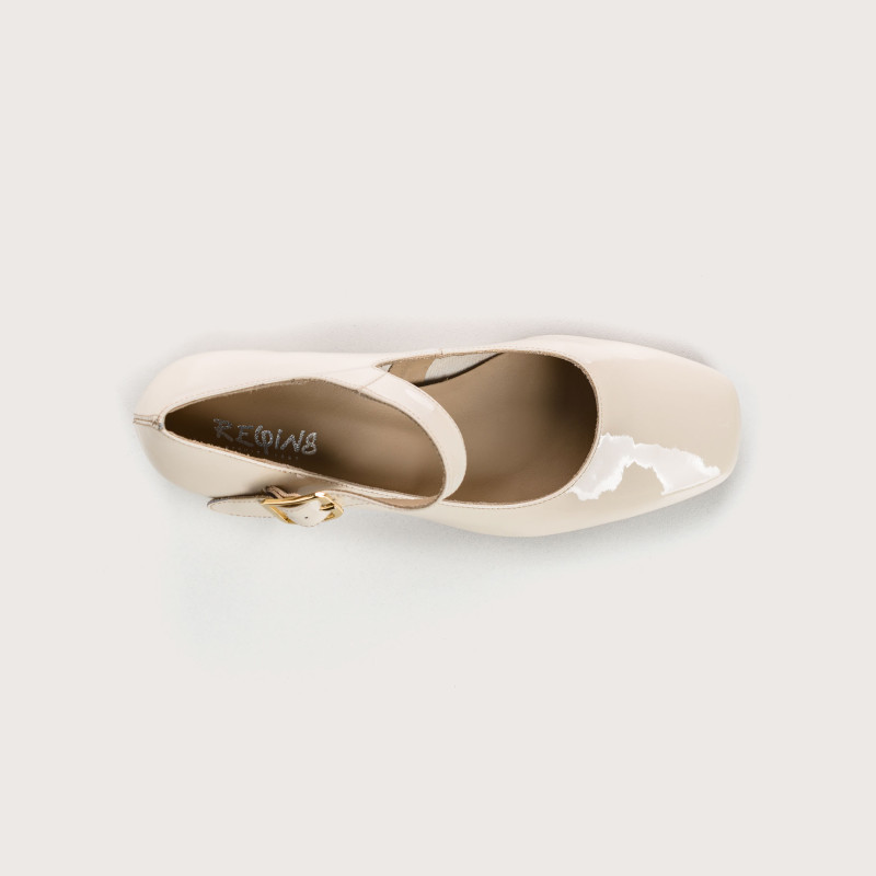 Mary Janes with Galante Heels - Woman Beige Varniet Shoes | Reqins