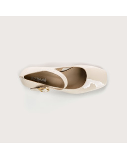 Mary Janes with Galante Heels - Woman Beige Varniet Shoes | Reqins