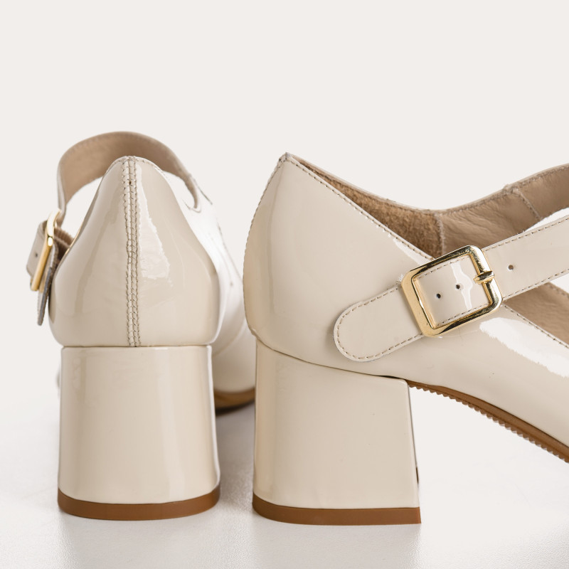 Babies with Galante Heels - Woman Beige Varniet Shoes | Reqins