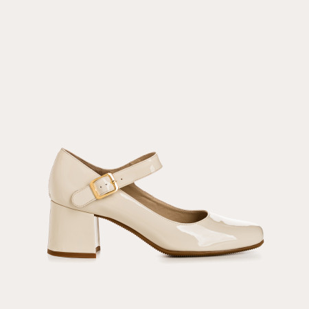 Babies with Galante Heels - Woman Beige Varniet Shoes | Reqins