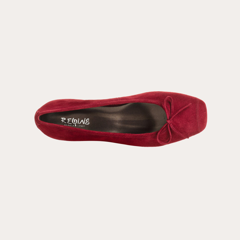 Velvet leather heeled ballerinas with knot
