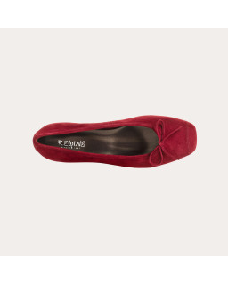 Velvet leather heeled ballerinas with knot