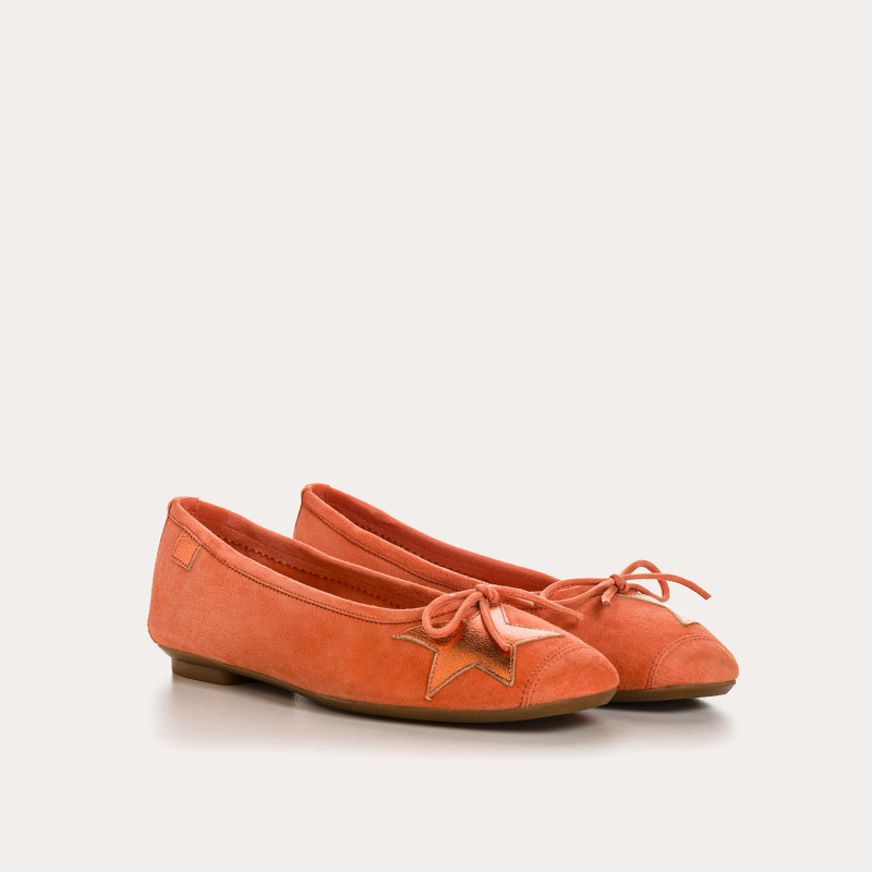 Hello Velvet Leather Ballerinas with Star