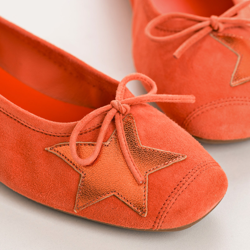 Hello Velvet Leather Ballerinas with Star