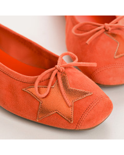 Hello Velvet Leather Ballerinas with Star