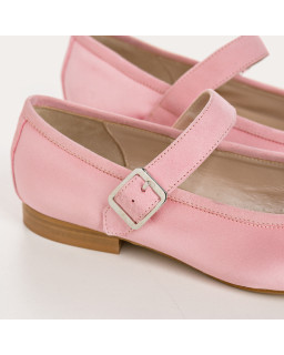 Silk mary janes with silver flanges and loops