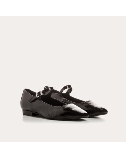 Texane Mary Janes In Black Polish Leather - Reqins