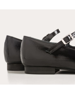 Texane Mary Janes In Black Polish Leather - Reqins