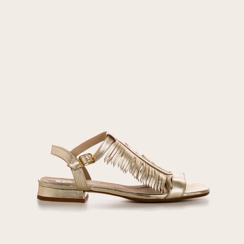 Golden Sandals with Cuba Fringes | Reqins