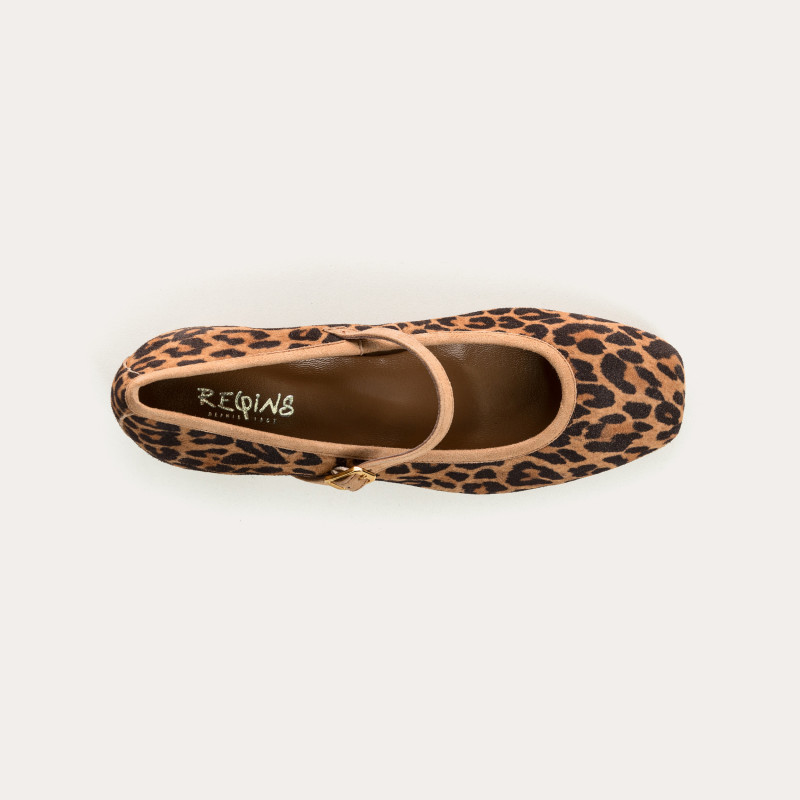 Mary Janes Kelly with Leopard Suede Leather - Reqins