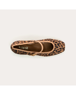 Mary Janes Kelly with Leopard Suede Leather - Reqins