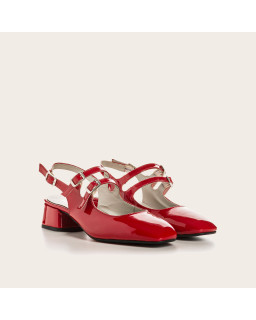 Babies slingbacks Rosewood en cuir vernis rouge | Reqins