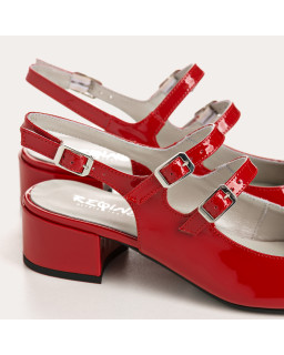 Babies slingbacks Rosewood en cuir vernis rouge | Reqins