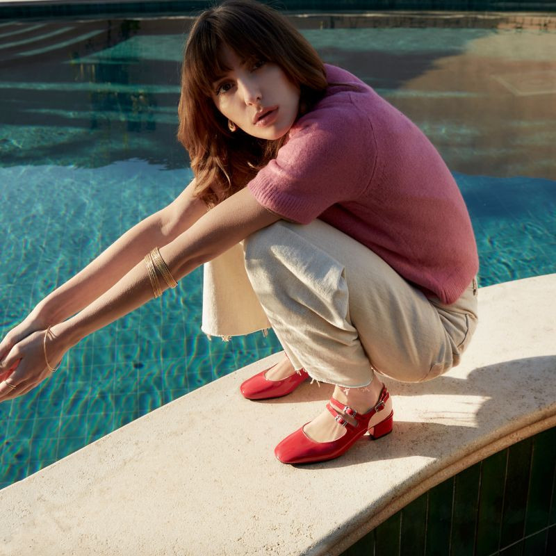 Rosewood Slingback Mary Janes in red patent leather