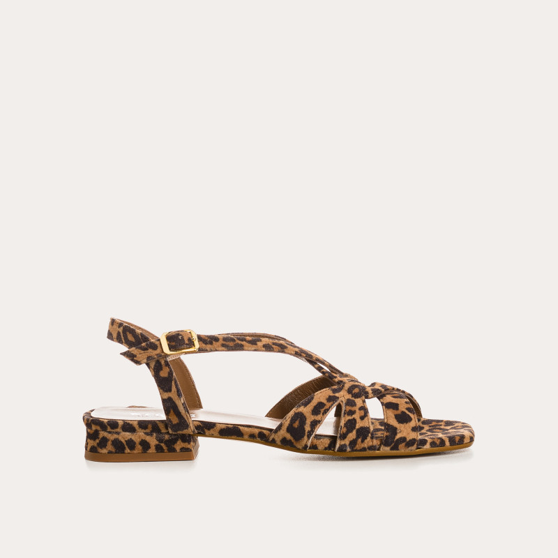 Cosmos Sandals Leopard Velvet Leather - Summer Elegance | Reqins