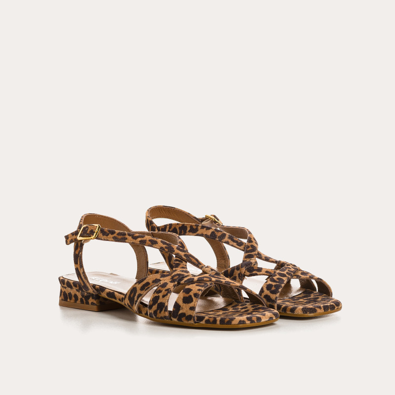 Cosmos Sandals Leopard Velvet Leather - Summer Elegance | Reqins
