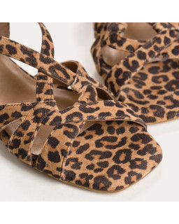 Cosmos Sandals Leopard Velvet Leather - Summer Elegance | Reqins