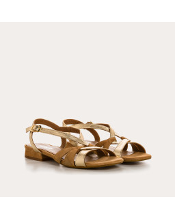 Sandales Cosmos en cuir velours et métallisé | Reqins