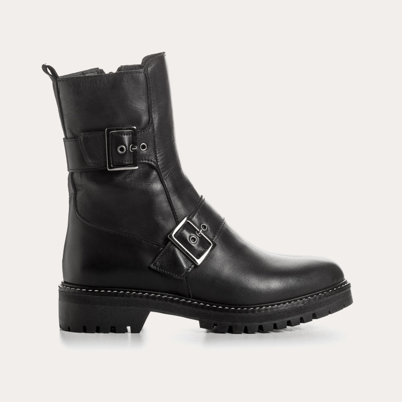 Boots Debra Leather Black - Boots Woman Esprit Biker | Reqins