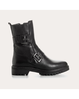 Boots Debra en cuir noir – Bottines femme esprit motard | Reqins