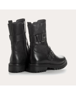 Boots Debra en cuir noir – Bottines femme esprit motard | Reqins