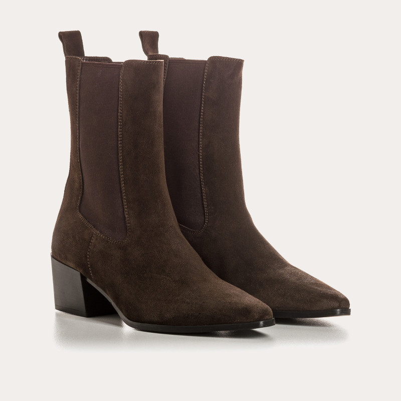 Boots femme en cuir velours – Modèle Lausanne | Reqins