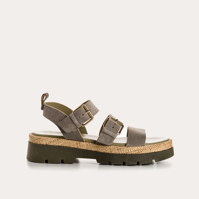 Logan Sandals - Women's Shoes Chunky Flax Velvet Rafia | Reqins