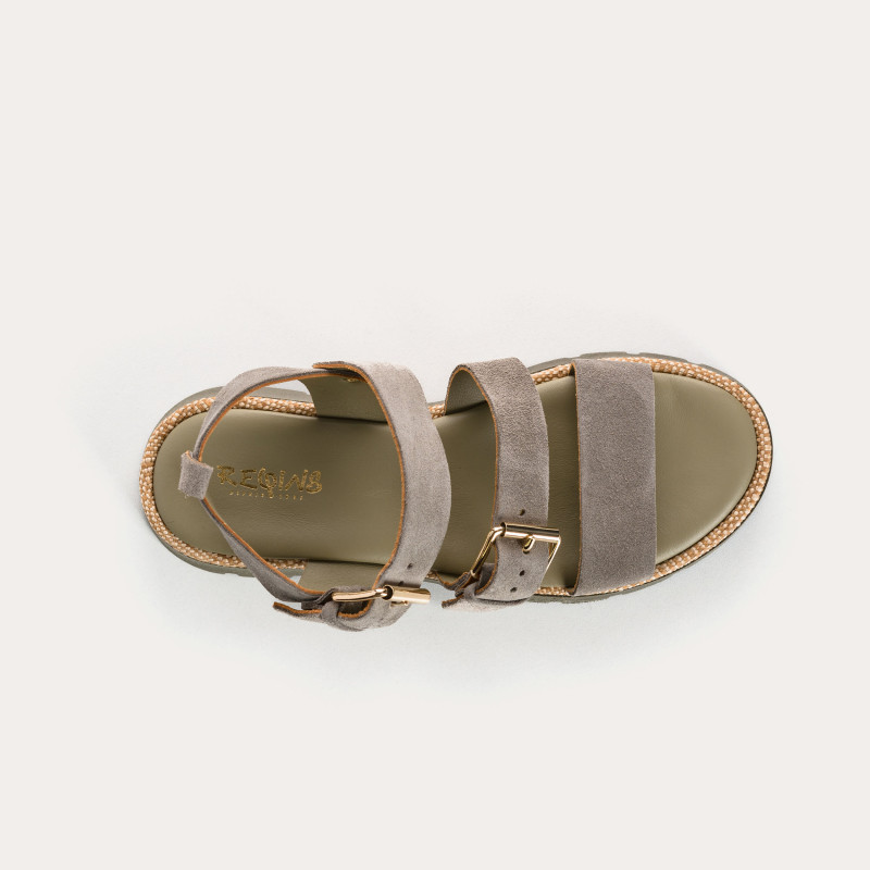 Logan Sandals - Women's Shoes Chunky Flax Velvet Rafia | Reqins