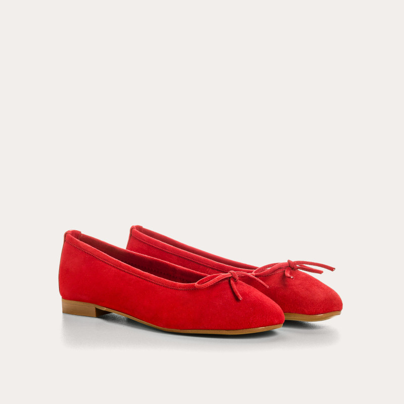 Flat ballerinas with suede knot with rounded butt