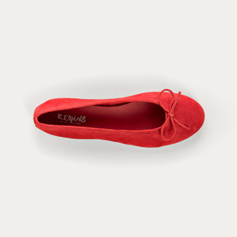 Flat ballerinas with suede knot with rounded butt