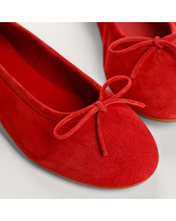 Flat ballerinas with suede knot with rounded butt