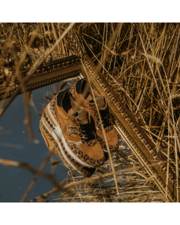 Mania leather velvet leopard - Leopard printed suede leather sneakers