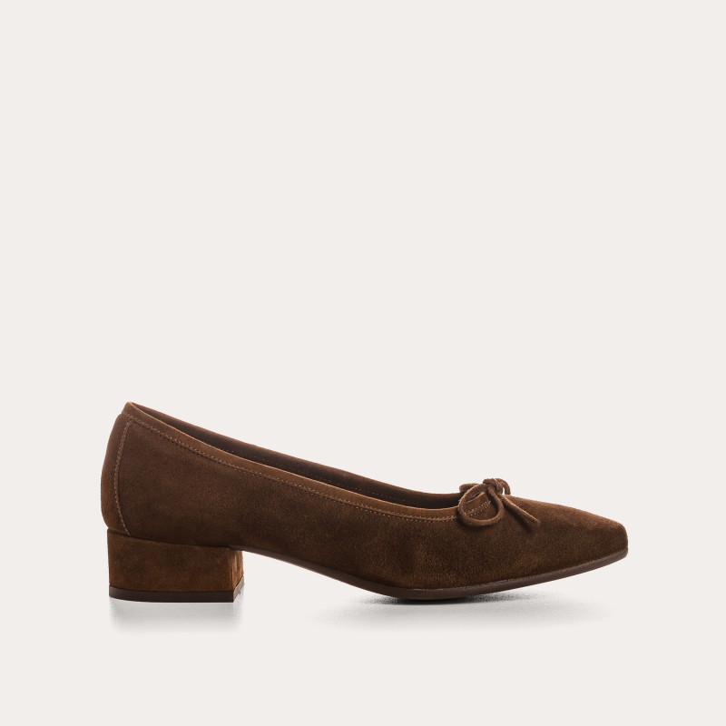 Suede heel ballerinas