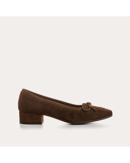 Suede heel ballerinas