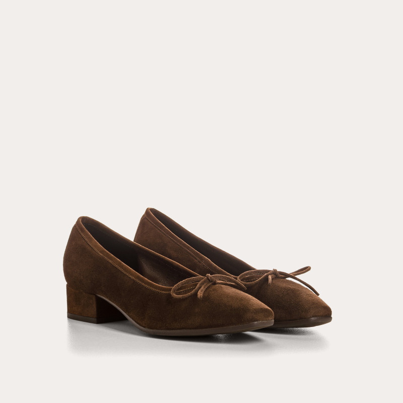 Suede heel ballerinas