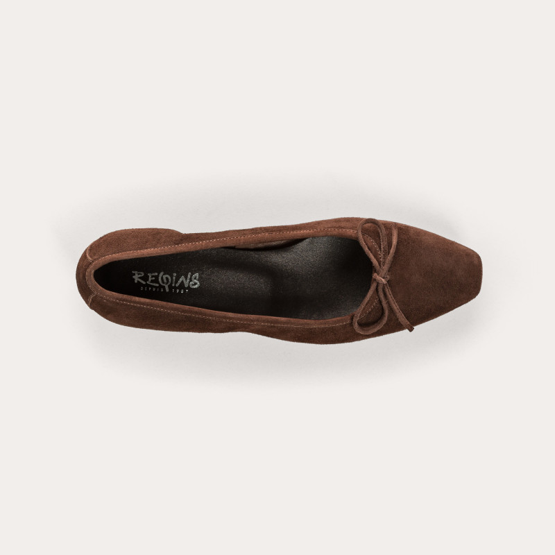 Suede heel ballerinas