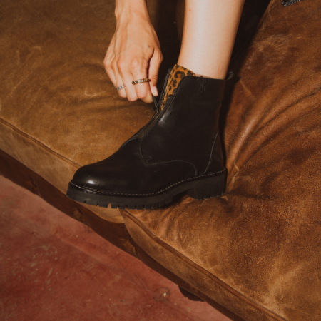 BOOTS DICKSON CUIR/LEOPARD