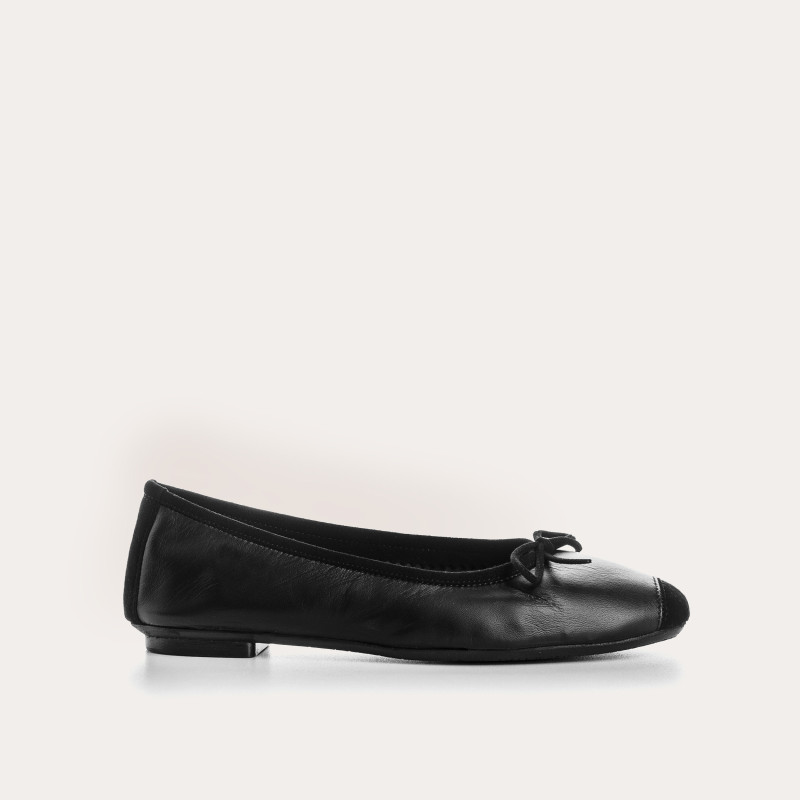Flat Ballerinas with Smooth Leather Knot and Suede