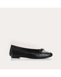 Flat Ballerinas with Smooth Leather Knot and Suede