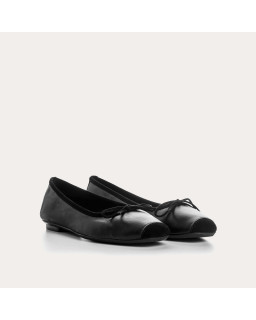 Flat Ballerinas with Smooth Leather Knot and Suede