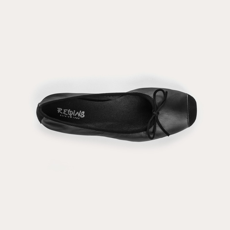 Flat Ballerinas with Smooth Leather Knot and Suede